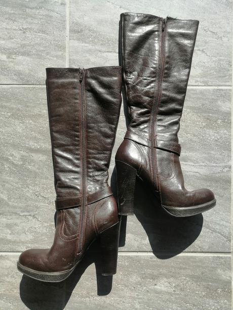 Hnedé čižmy bata, v39, vd 25cm, opätok 11cm, baťa,39