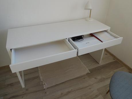 Stol písací biely  142 x 50 cm + stolička pevná,, 