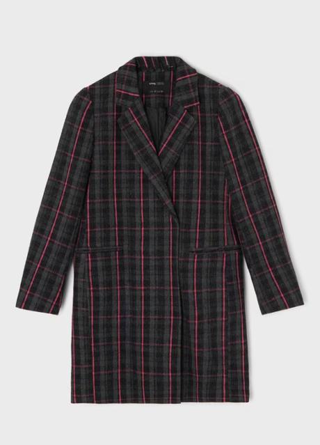 Károvaný kabát s prímesou vlny, sinsay,m