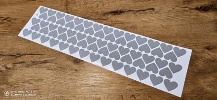 Nálepky na stenu - srdiečká - šedé - 68 kusov, 