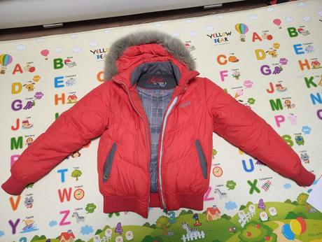 Husky bunda s husim perim tmavooranzova-docerv, husky,m