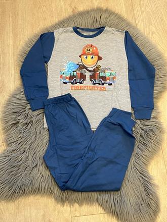 Chlapčenské pyžamo s potlačou sivo modré (116-122), 116 / 122