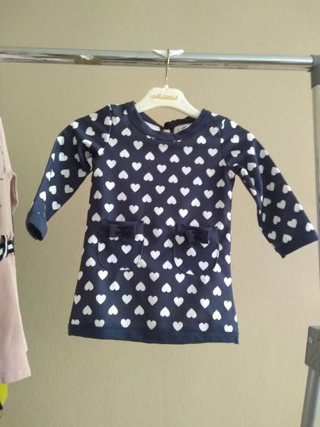 Šaty modré s bielymi srdiečkami, pepco,74