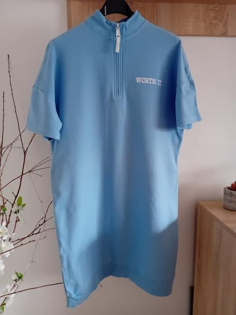 Bledomodre tričkove šaty, fishbone,s