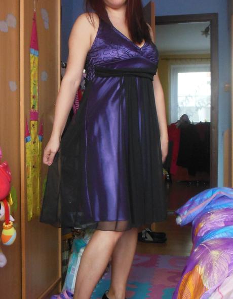 Fialové príležitostné šaty s bolerkom, l