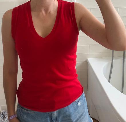 Červená bavlnená vesta sisley s/36, sisley,s