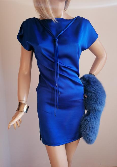 Autorské kokteilové šaty v smaragdovo modrej, xs