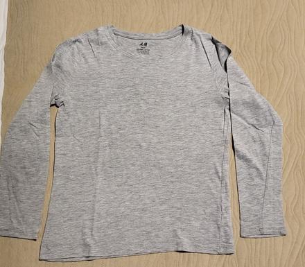 Šedé tričko/nátelník dlhý rukáv velk. 134/140, h&m,134