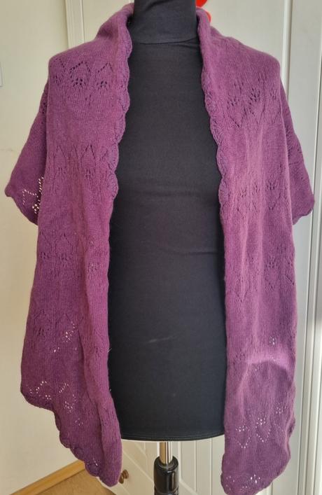 Pletený fialový zaujímavý šál, 