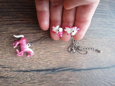 Náušnice +retiazka unicorn,