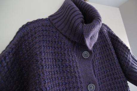 Fialový pletený kardigan l, l