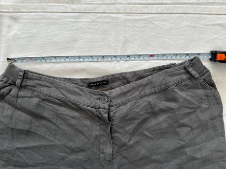 Ľanové olivové nohavice, l