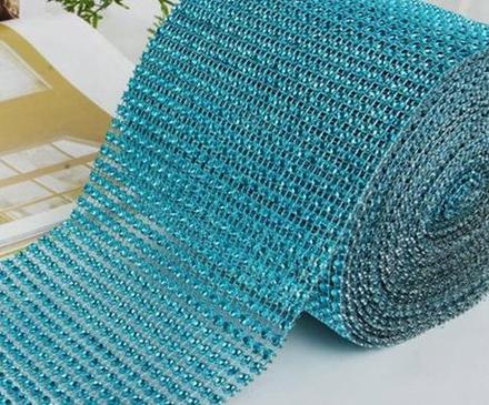 Štrasový pás tyrkys 2,9m/12cm, nd-24,