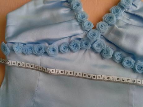 Spoločenské belaso modré satenove šaty 38/40, 40