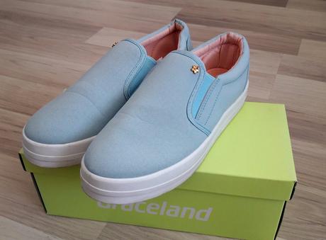 Dámske mokasíny, bledomodrej farby, balada,38