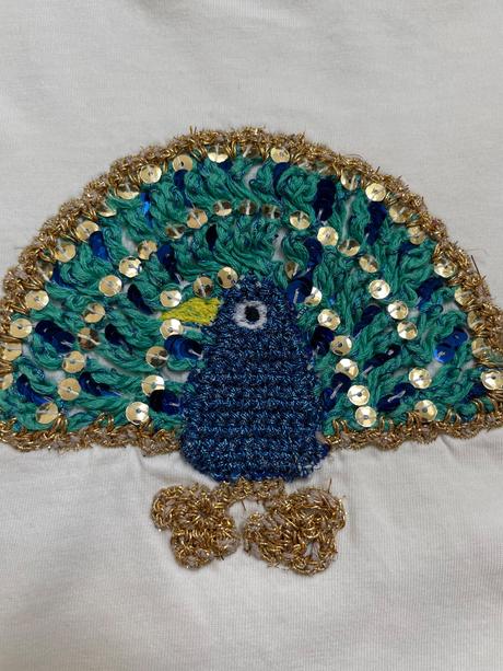 Tričko s pávom, mini boden,110