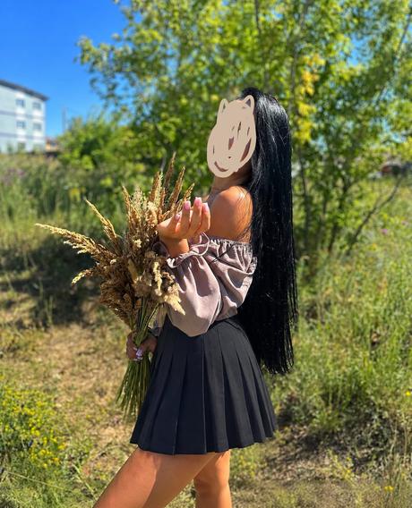 Cierna skladana minisukna, s