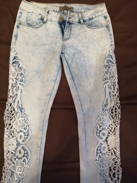 Rifle s čipkou, denim,40