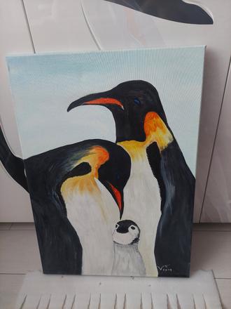 Obraz rodinka tučniakov,