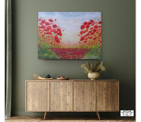 Maľba "červené maky",