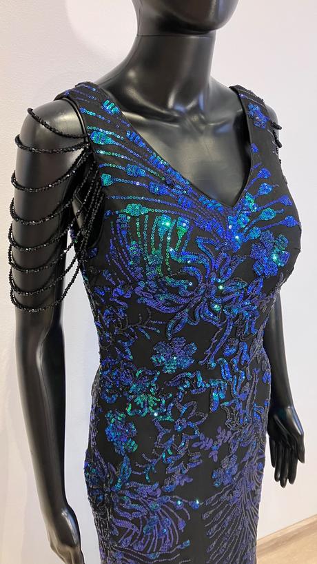 Luxusné trblietavé večerné šaty, m