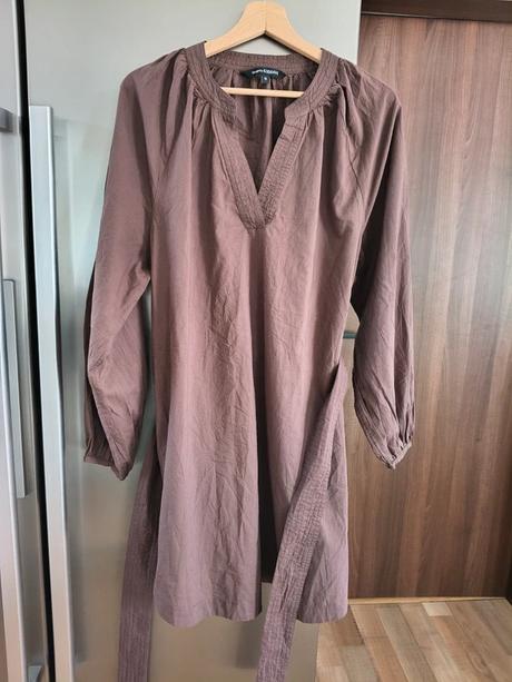 Kappahl bavlnené hnedé voľné šaty s opaskom m-l-xl, kappahl,l