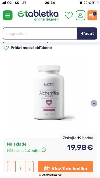 Alchemilka vo forme tabletiek - skúsenosti