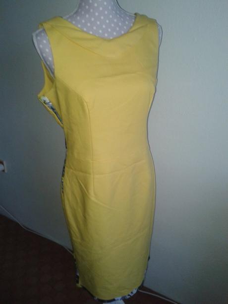 Elastické žlté šaty po boku s vsadením veľ. 40, 40