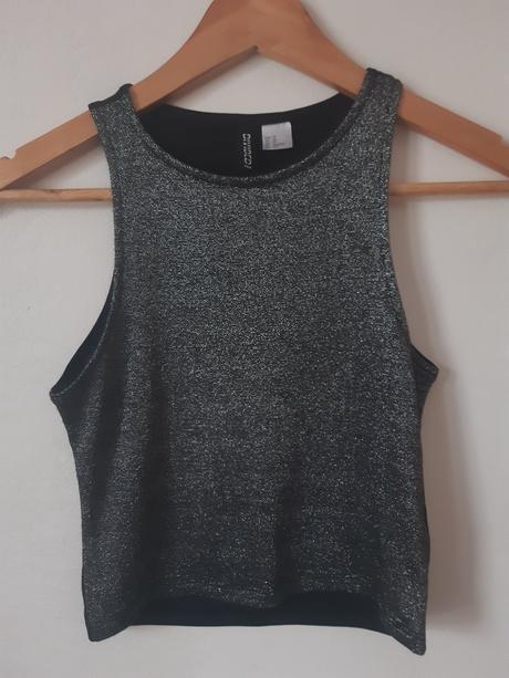 Trblietavý crop top, h&m,xs