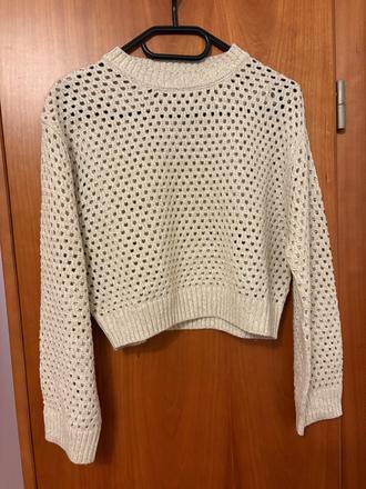 Háčkovaný svetřík krátkého střihu, h&m,158