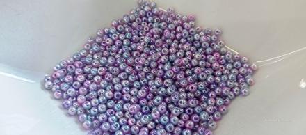 Perličky 4 mm - melírové - svetlo ružovo modré, 