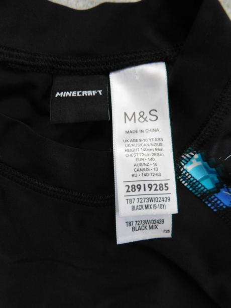 Ochranné tričko do vody m&s minecraft uv 50+, marks & spencer,140