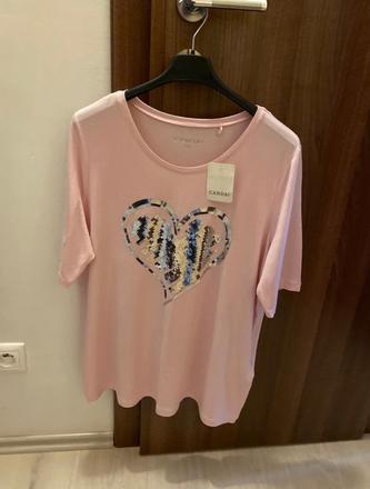 Tričko so srdcom, ružové, čierne, l, l