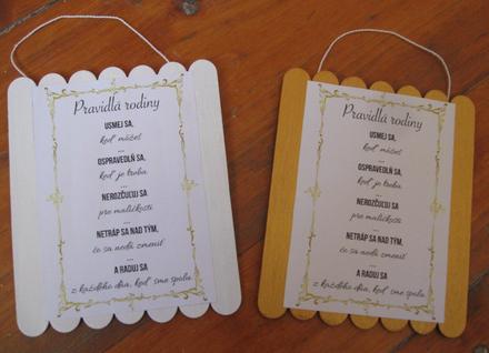 Ceduľka na zavesenie pravidlá rodiny,