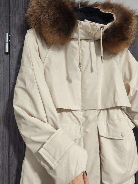 Zimna tepla parka s pravou kozusinou, s