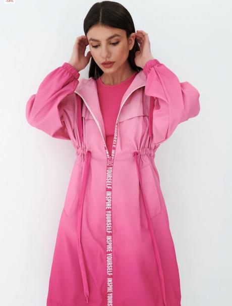 Ružový ombre kabát, mohito,l