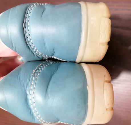 Modré kožené topánočky, santé,19