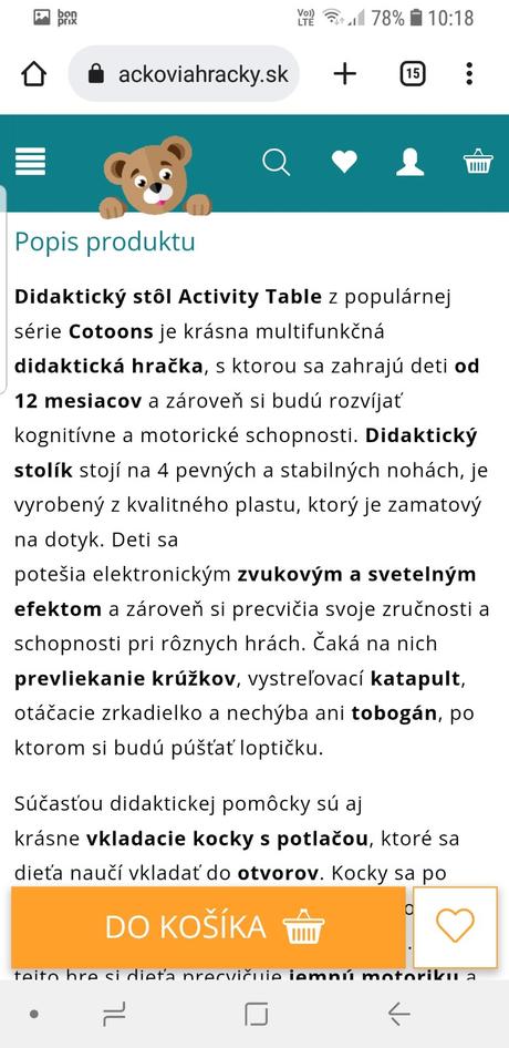 Didaktický hrací stolček smoby,