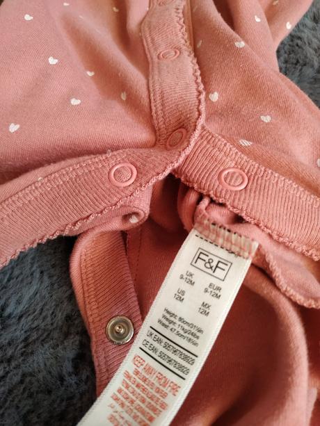 Srdiečkový ružový overal/pyžamko f&f, veľ. 80, f&f,80