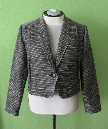 Sivostrieborné efektné sako tara, xl, xxl