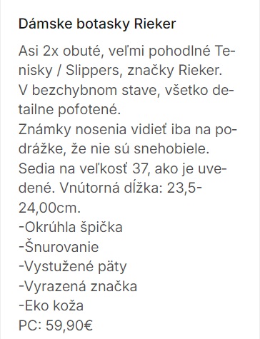 Dámske rieker, rieker,37