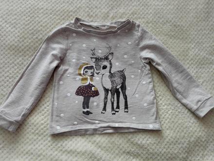 Krasna zimna mikinka s jelencekom h&m 110/116, h&m,116