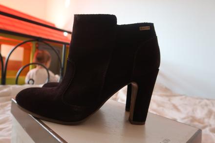 Kožené členkové topánky na podpätku, esprit,39