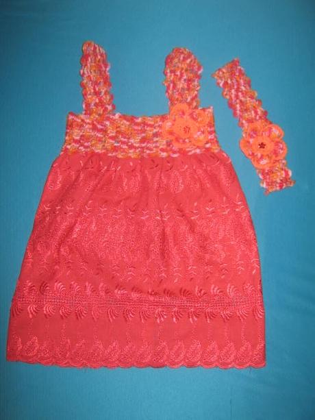 Madeirové šaty + čelenka, 98