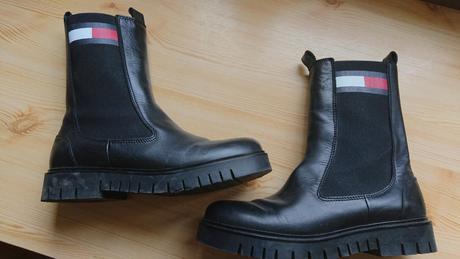 Kožené čižmy tommy hilfiger, tommy hilfiger,39