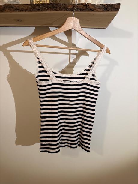 Pasikave bavlnene tielko s cipkou, new yorker,s