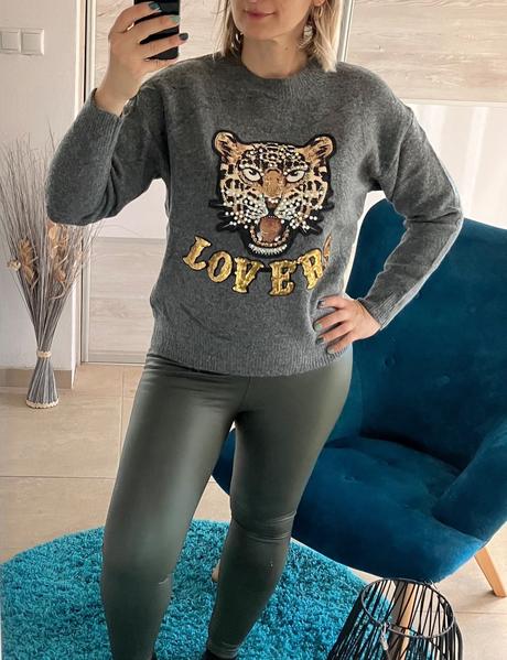 Dámsky sveter s flitrami (uni), l / m / s / xl