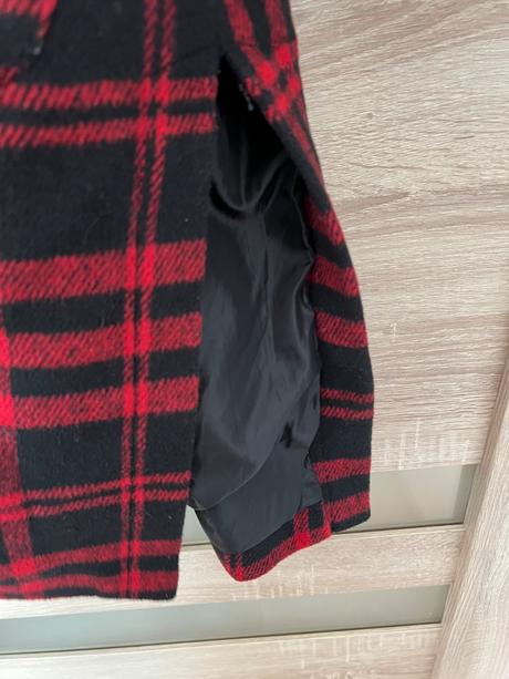 Krasny karovany dlhy kabat cropp, xl