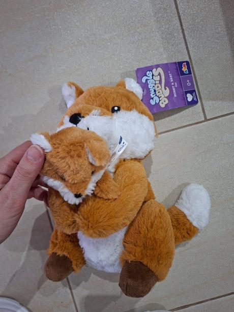 Plyšová líška s mláďatkom 28 cm,