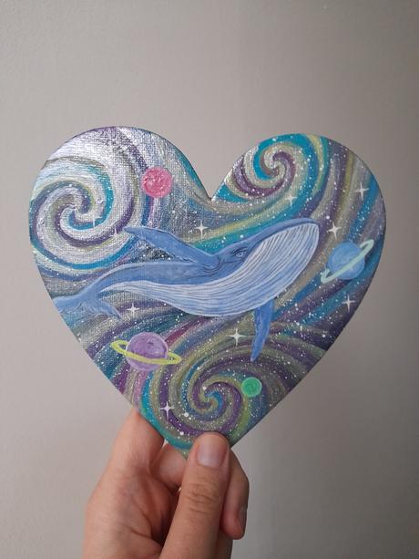 Akryl na srdcovom plátne veľryba, 